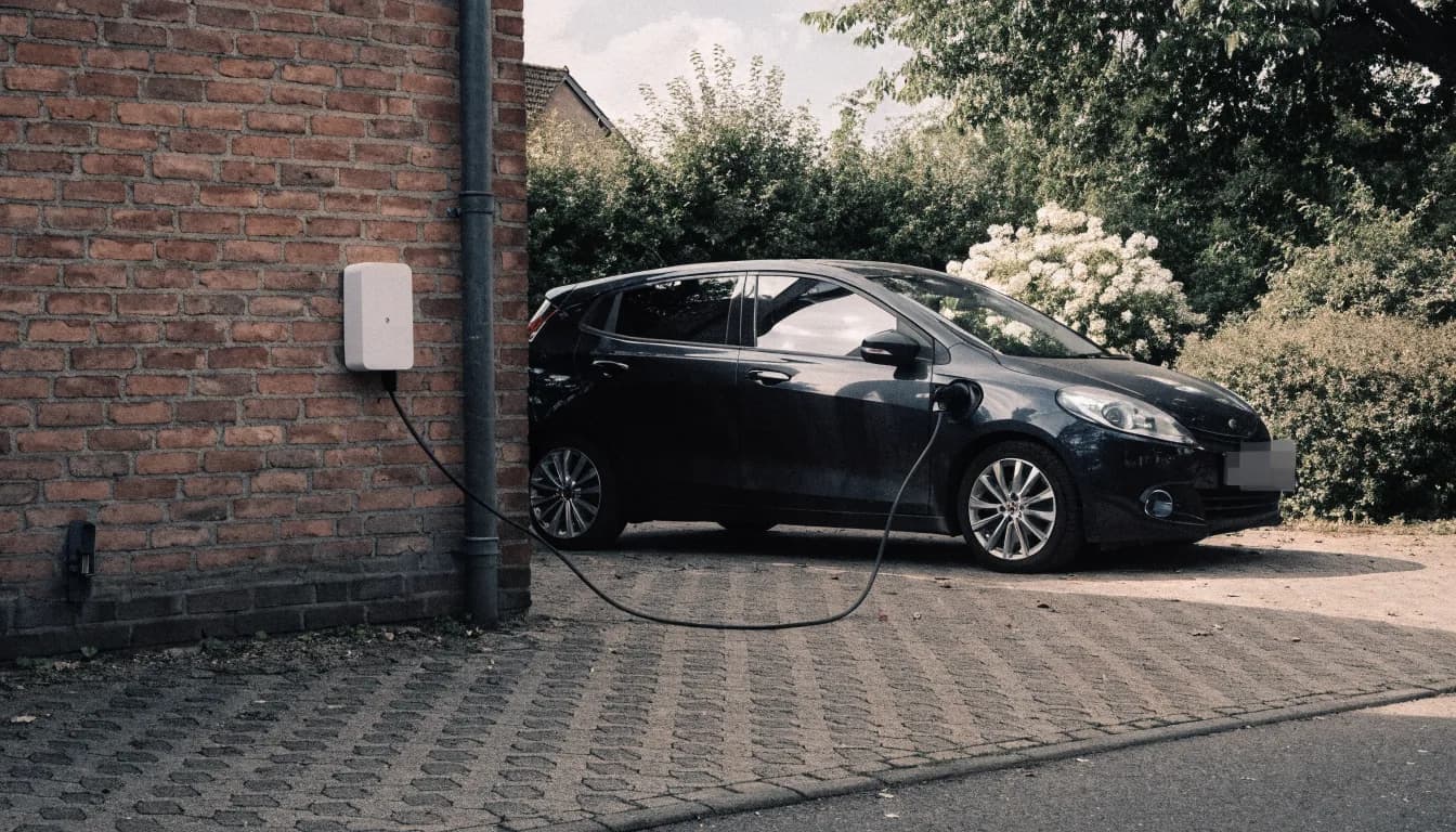 Wallbox mit ladendem Elektrofahrzeug